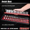 Ernst Manufacturing 18-Inch Socket Boss 2-Rail 1/2-Inch-Drive Socket Organizer, Red