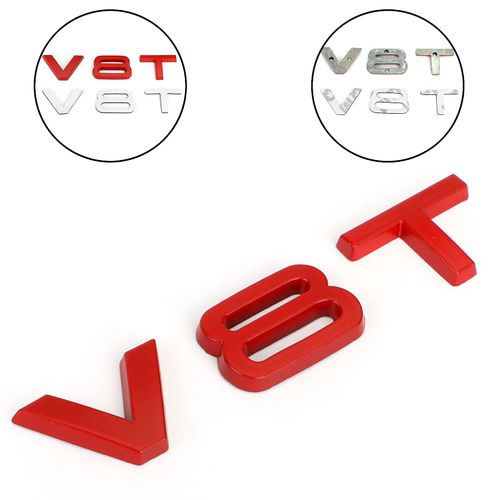 MAD HORNETS V8T Emblem Badge fit for A-U-D-I A1 A3 A4 A5 A6 A7 Q3 Q5 Q7 S6 S7 S8 S4 Sq5 Red