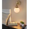 Pathson Industrial Wall Sconce with White Globe, Brass Bathroom Vanity Light with On Off Switch, Vintage Wall Light Fixtures for Living Room Loft Hallway