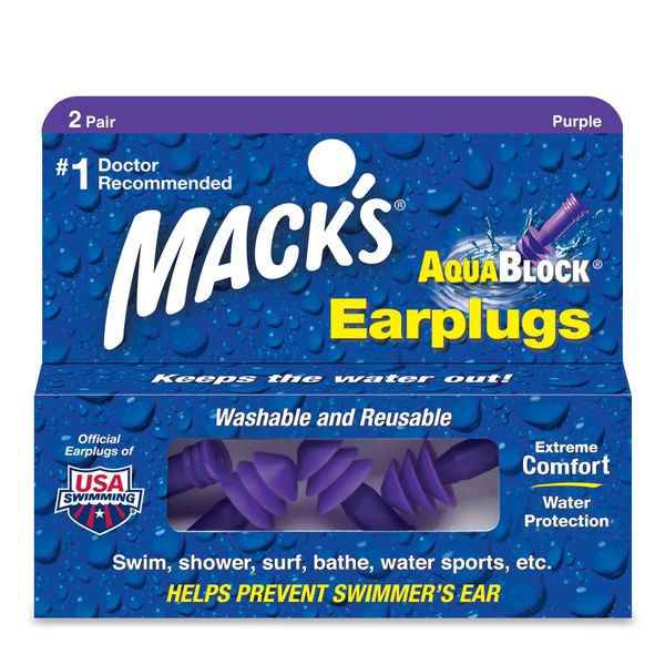 Mack's Aqua Block Ear Plugs (2 Pair) - Clear