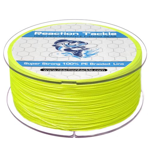 Reaction Tackle Braided Fishing Line Hi Vis Yellow 20LB 1000yds