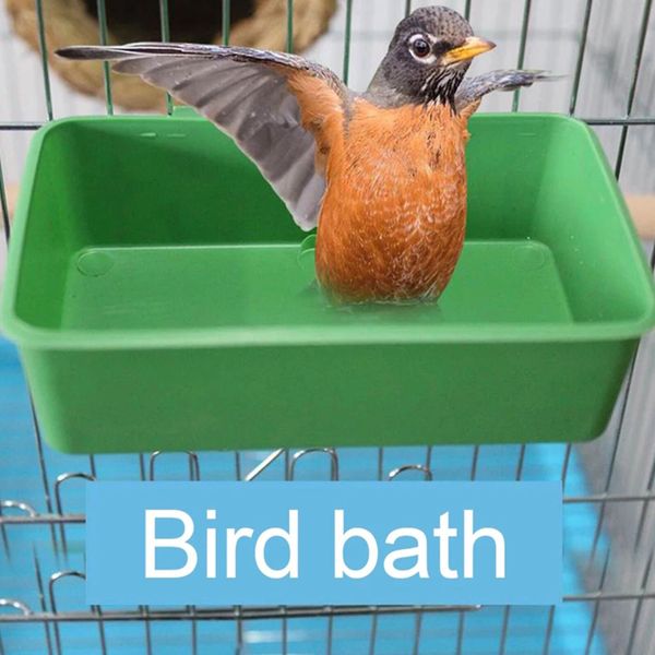 Bird Water Bath Tub For Pet Bird Cage Hanging Bowl Parrots Feeder With Hooks