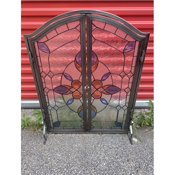 34” X 26 1/4”  Stained Glass Style Window/ Fireplace Screen Decor