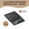 Fyueenix 3kg/0.1g High Precision Coffee Scale with Timer, Backlit LCD Display, Tare Function, and Unit Conversion for Espresso, Pour Over, Drip Brewing