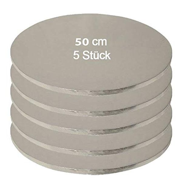 Cake Board Round Silver 50 cm Pack of 5