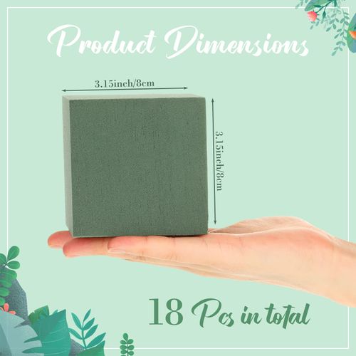 Gerrii 18 Pcs Floral Foam Blocks Dry and Wet Foam Block Flower Arrangements Supplies Florist Green Square Foam Bricks for Artificial and Fresh Flowers Garden Wedding Office Home Plant Decoration Craft