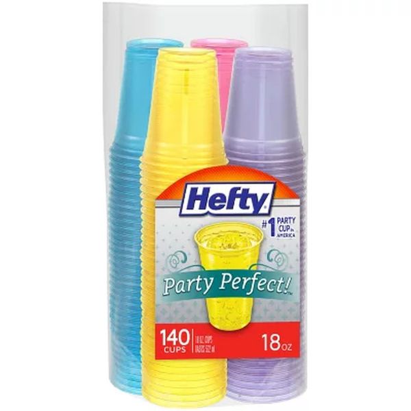 Hefty Party Perfect Translucent Plastic Cup, Spring Colors, 18 Oz., 140 Ct.