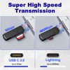 Lightning SD Card Reader for iPhone, iPad, 2 in 1 SD/Micro SD Card Adapter USB C (Read Two Cards Simultaneously), iPhone SD Card Reader with Lightning and USB C Port, Fast Transfer