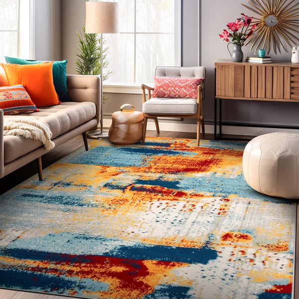 Rugshop Area Rugs Bohemian Abstract Modern Carpet Living Room Rugs Jute Rug 5x7