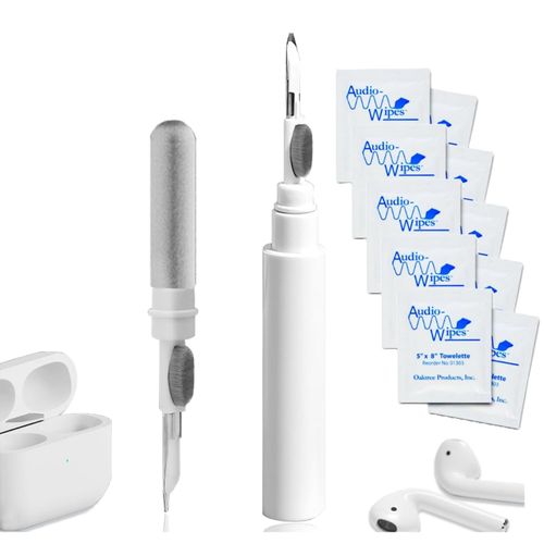 Audiologist's Choice Earbud Cleaning Kit with Audio Wipes - 3-in-1 Pen for AirPods, iPhone Cleaner, Earwax Removal, Speaker & Bluetooth Earbuds - Compact & Travel-Friendly (Cleaning Kit + 10 Count)