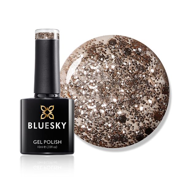 Bluesky Gel Nail Polish, Luxury Gold Bsh015, Glitter, Gold, Long Lasting, Chip Resistant, 10 ml (Requires Drying Under UV LED Lamp)