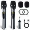 Wireless Microphone Rechargeable Dual UHF Microphone Handheld with Receiver