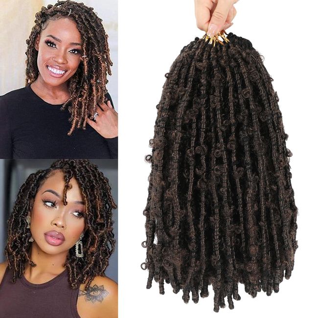 12 Inch 1b/27 Butterfly Locs Crochet Hair 6 Packs Pre-twisted Synthetic Crochet Locs Pre-Looped Distressed Faux Braids