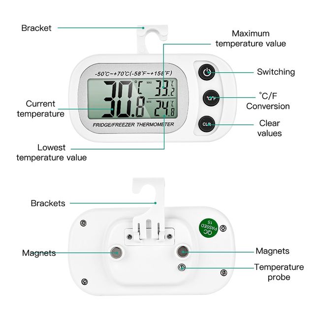 Electronic Digital Refrigerator Thermometer LCD Screen Fridge