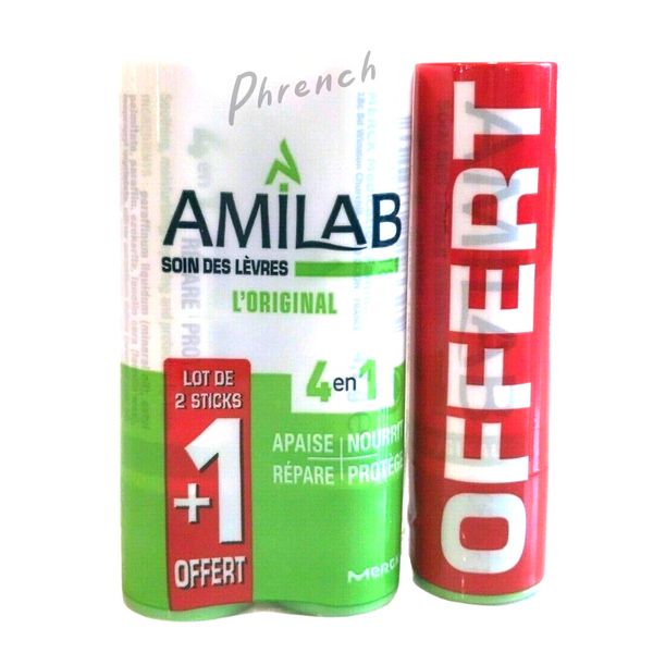 3 x 4.7g Merck AMILAB Lip Balm Stick From France - SEALED - Exp.02/2026