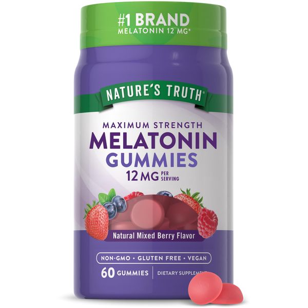 Melatonin Gummies | 12mg | Vegan, Non-GMO & Gluten Free Supplement | Natural Mixed Berry Flavor | by Nature's Truth