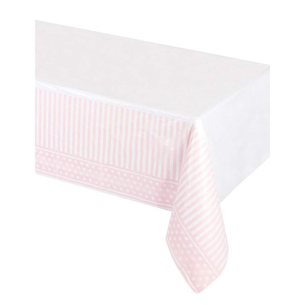 Creative Party Border Print Plastic Tablecover, Pink Chic