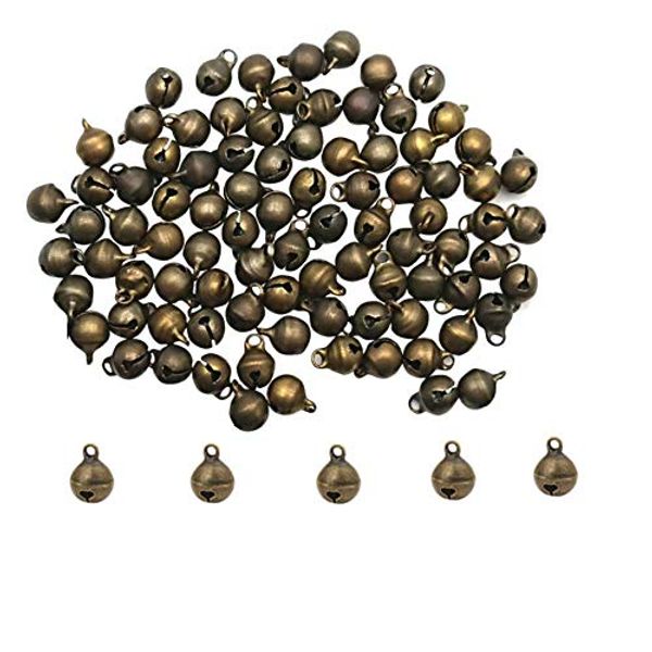 LASSUM 100 6mm Vintage Alloy Bronze Small Jingle Bell,Mini Bell for DIY Bracelet Anklets Necklace Knitting/Jewelry Making