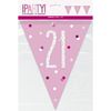 Unique 83451 Pink Plastic Pennant Banner-9' Silver | 1 Pc, Age 21