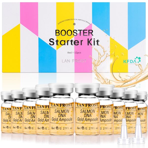 BB Facial Glow Starter Kit Serum Hyaluronic Acid Essence Skin Care Kit 8ml 12 PCS, Zur Verwendung mit Microneedle Skin Conditioner (Gold)