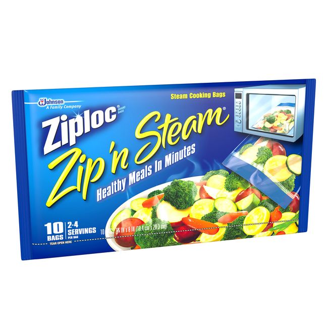 Ziploc Zip'n Steam Cooking Bags, Steam, Large, Plastic Bags