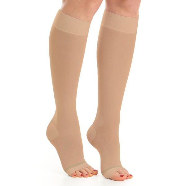 Relaxsan Antiembolism M0350A (1 Pair - Skin, M) Open-toe anti-embolism knee high socks - K1-18-23 mmHg