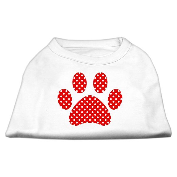 Mirage Pet Products Red Swiss Dot Paw Screen Print Shirt White XXL (18)