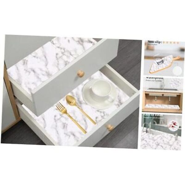 Drawer and Shelf Liner for Kitchen Cabinets: Non 12"W x 120"L White Marble