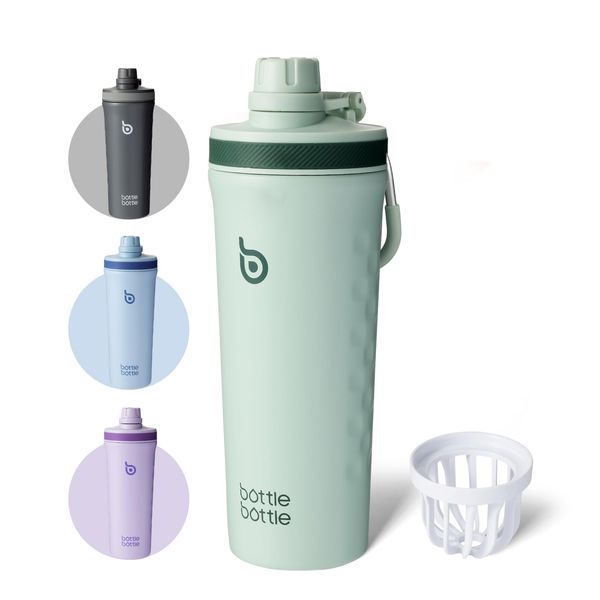 BOTTLE BOTTLE Stainless Steel Protein Shaker Bottle with Handle for Men and Women 770ml(26oz) Insulated Metal Gym Water Bottles for Protein Powder(green)