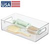 iDesign Stackable Bathroom Storage Bin with Handles for Makeup and Accessories, Clear, Made in USA