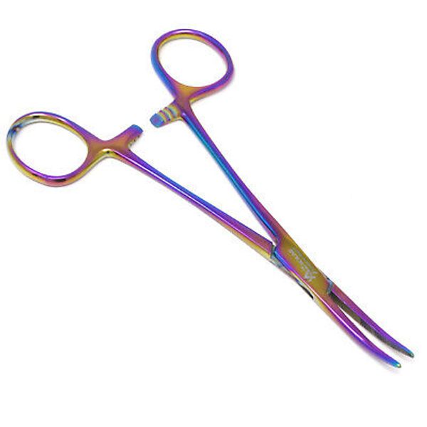 Kelly Hemostat Locking Forceps 5.5" Curved Surgical Dental Instrument Multicolor