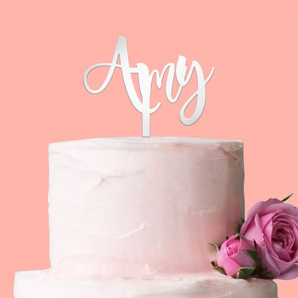 Fancy Pants Store Personalised Name Only Cake Topper: Mirror Acrylic
