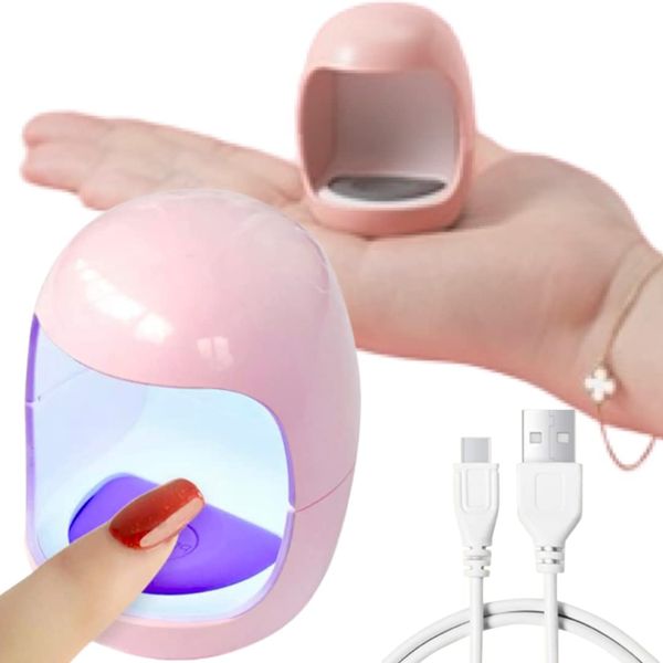 FinalState Cute Egg Single Finger Nail Light UV LED Handy Mini Curing Light Gel Nail Curing Resin Curing USB Cable Included (Egg-shaped Pink)