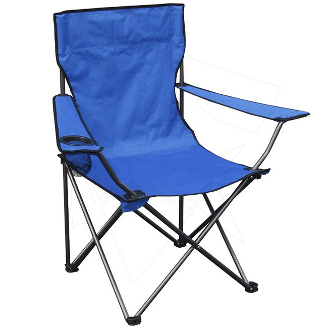 Portable Folding Chair with Arm Rest Cup Holder and Carrying and Storage Bag, Blue