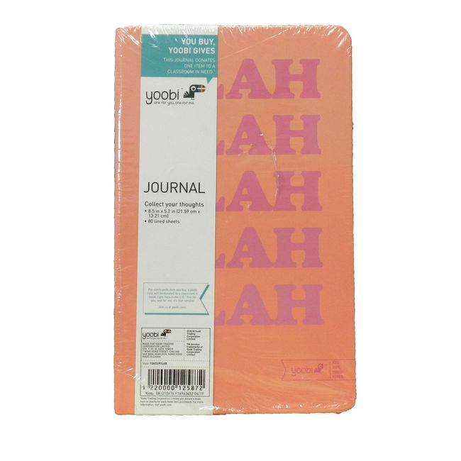 Yoobi Blah Blah Blah Lined Journal Pink 8.5" X 5.2" Inch, 80 Sheets