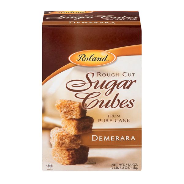 Roland Foods Demerara Rough Cut Brown Sugar Cubes, Sugar in the Raw, 35.2 Oz