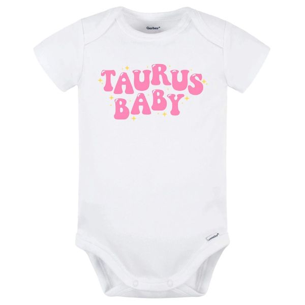 Taurus Baby Bodysuit (12M, White/Pink)