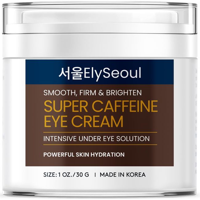 ElySeoul Super Caffeine Eye Cream: Under Eye Cream For Wrinkles - Korean Eye Cream Anti Aging - Dark Circles Under Eye Treatment, Under Eye Brightener - Korean Skin Care, With Collagen Retinol, 1 OZ