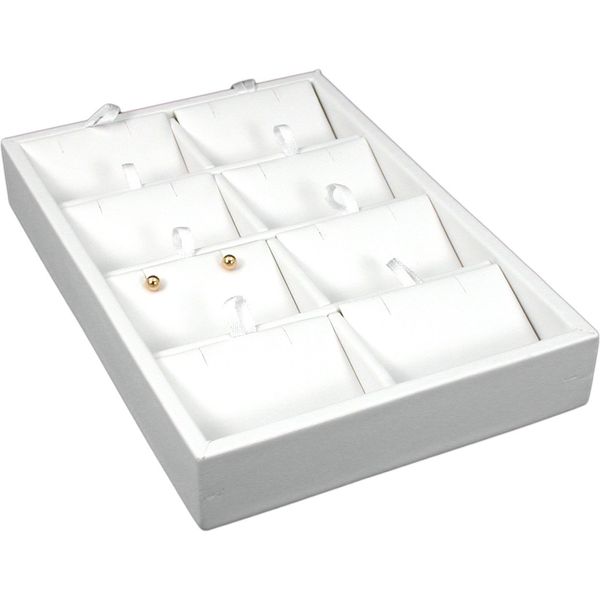 FindingKing White Leather 8 Slot Pendant Display Tray Jewelry Case