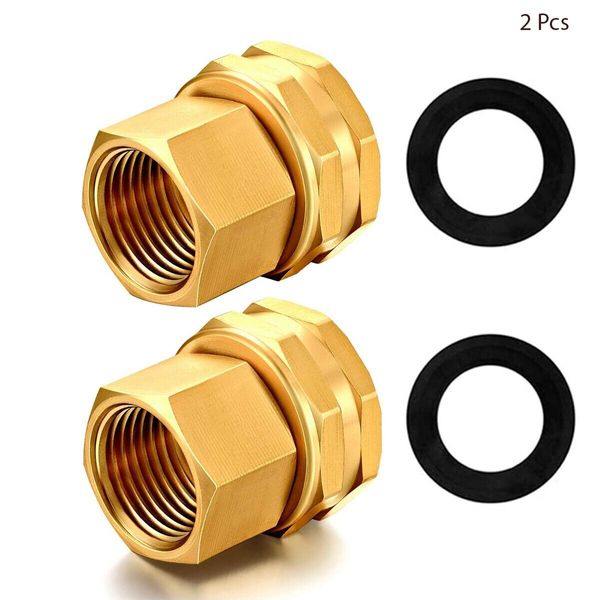 2 Pcs Garden Hose Fitting 3/4" Female GHT Swivel x 1/2" Female NPT Pipe Brass