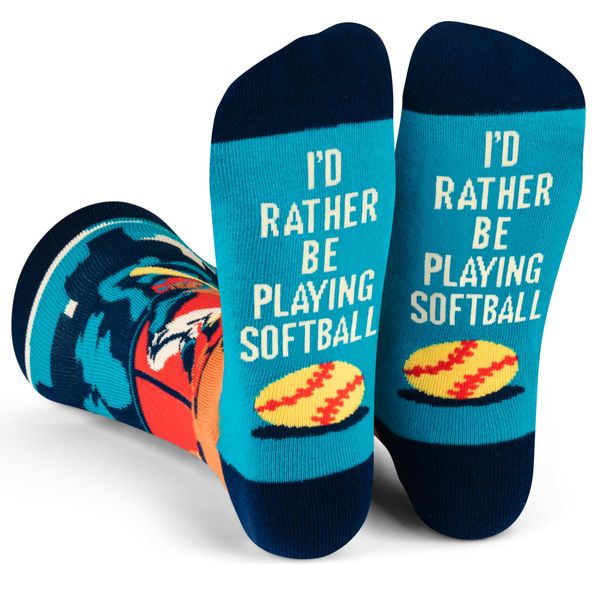 I'd Rather Be - Funny Socks For Men & Women - Gifts For Golfing, Hunting, Camping, Hiking, Skiing, Reading, Sports and more (US, Alpha, One Size, Regular, Regular, Playing Softball)