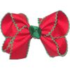 HL-1078M Medium Christmas Red with Green Moonstitch Bow