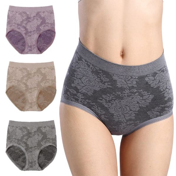 RYO... Women's Panties, Deep Wear, Tummy Tightening, Set of 2, Deep Belly Hides Your Navel, Perfect Butt Panties, Fits Your Tummy and Buttock, Jacquard, Set of 2, Gray 2-Pack