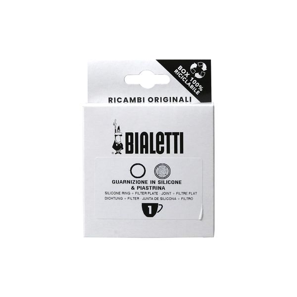 Genuine Bialetti Mocha Express 1 Cup Gasket + Filter Genuine Replacement Part