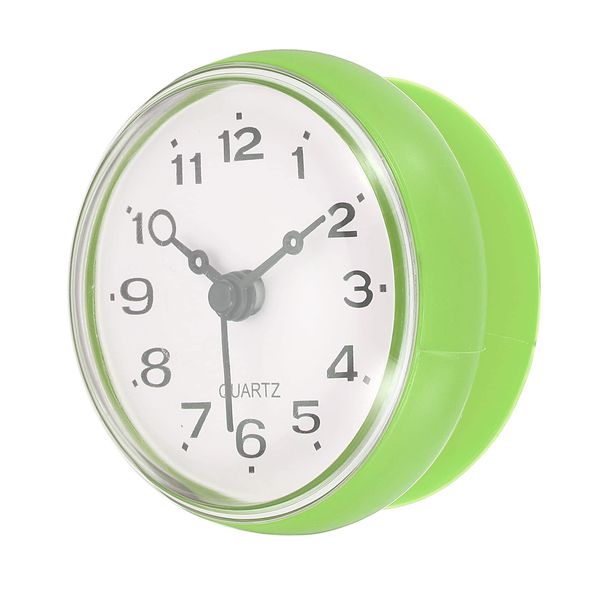 PATIKIL Waterproof Bathroom Clock, Mini Round Wall Clocks with Suction Cup for Shower Kitchen Home Decoration, Green