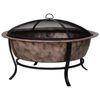 35" Steel Round Outdoor Patio Fire Pit Wood Log Burning Heater Poker, Mesh Cover