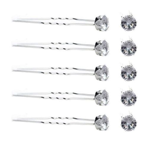 Solitaire Crystal Clear Hair Pins - 10 Pieces