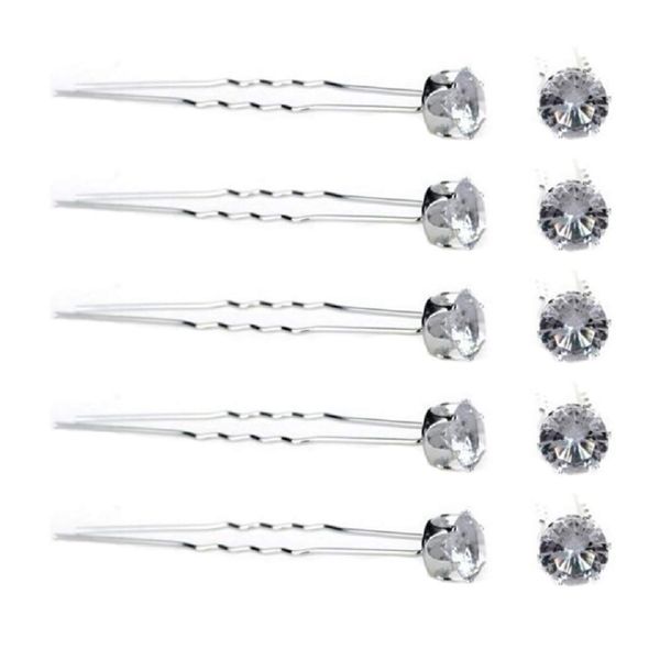 Solitaire Crystal Clear Hair Pins - 10 Pieces