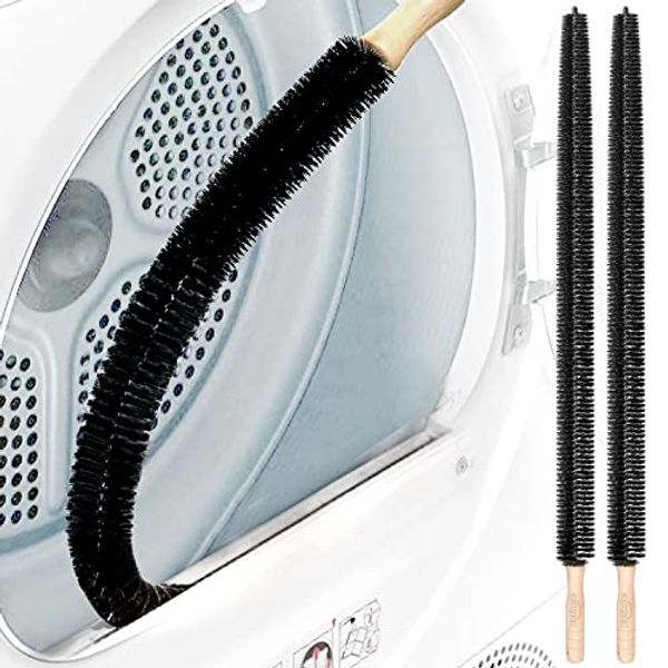 Holikme Dryer Vent Cleaner Kit 2 Pack Dryer Lint Brush Vent Trap Cleaner Long Flexible Refrigerator Coil Brush 30 Inch