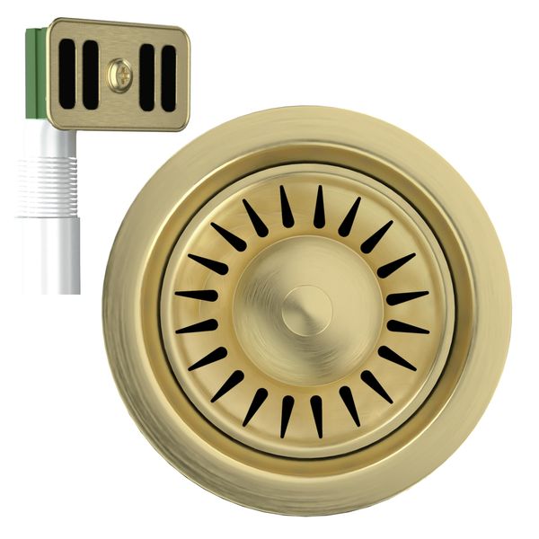 Excel Home Kitchen Sink Waste Kit – 90mm Sink Overflow Kit With Fittings – Sink Drainer With Both Round & Rectangular Wate – Anti Rust Brass Material Sink Strainer (Brushed Brass)